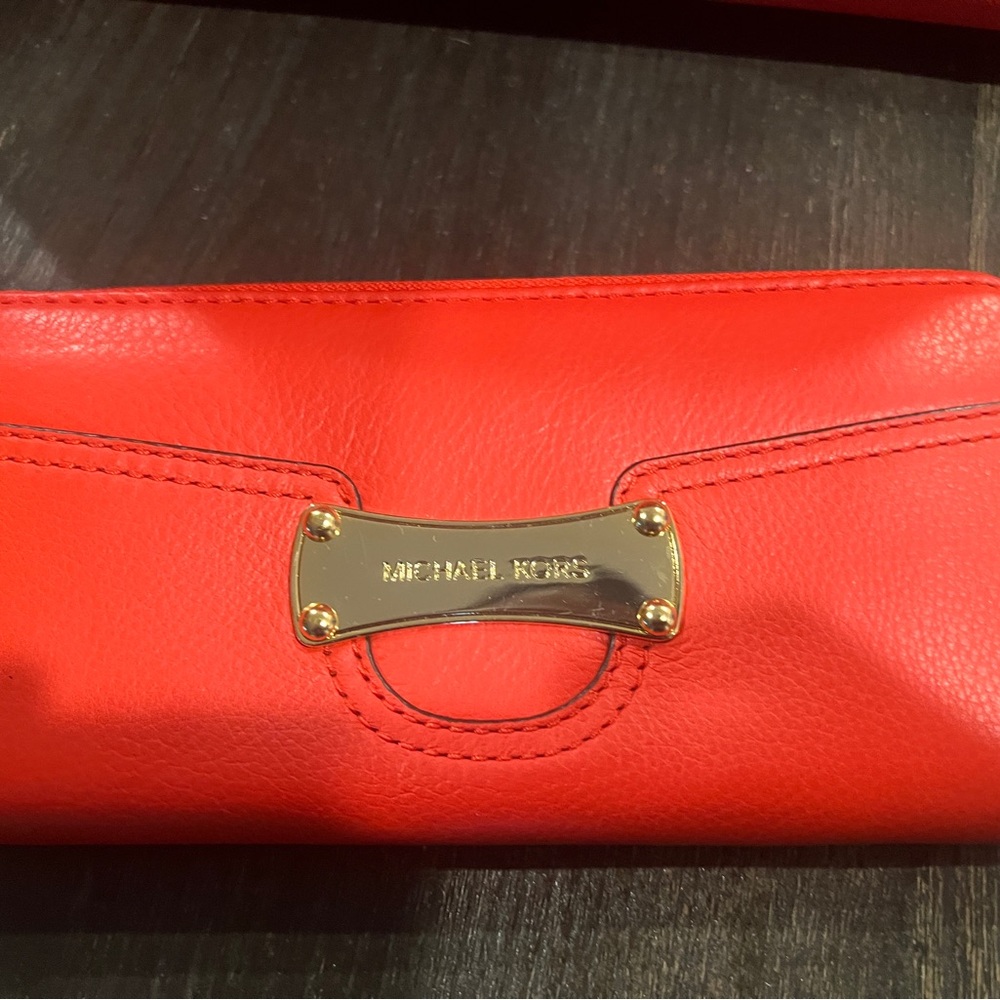 Michael Kors Vibrant Coral Leather Wallet